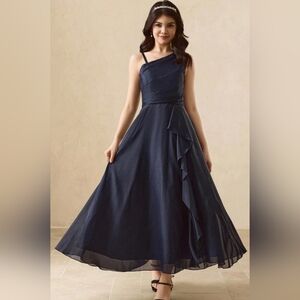 Elegant Navy Blue One-Shoulder Dress